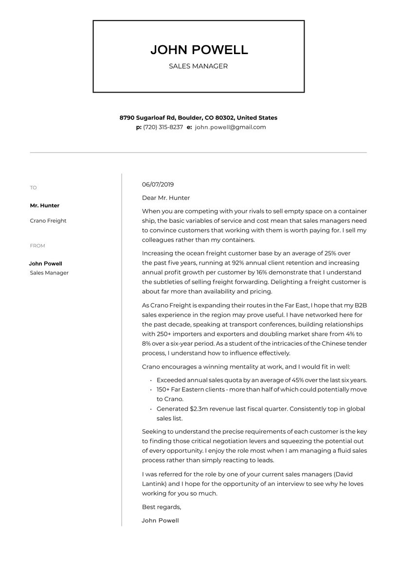 Modern cover letter template Amsterdam