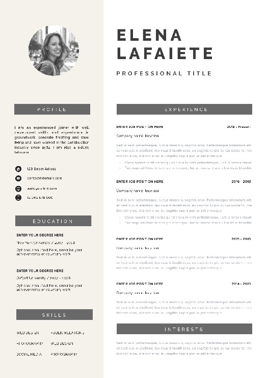 Professional resume template Barcelona