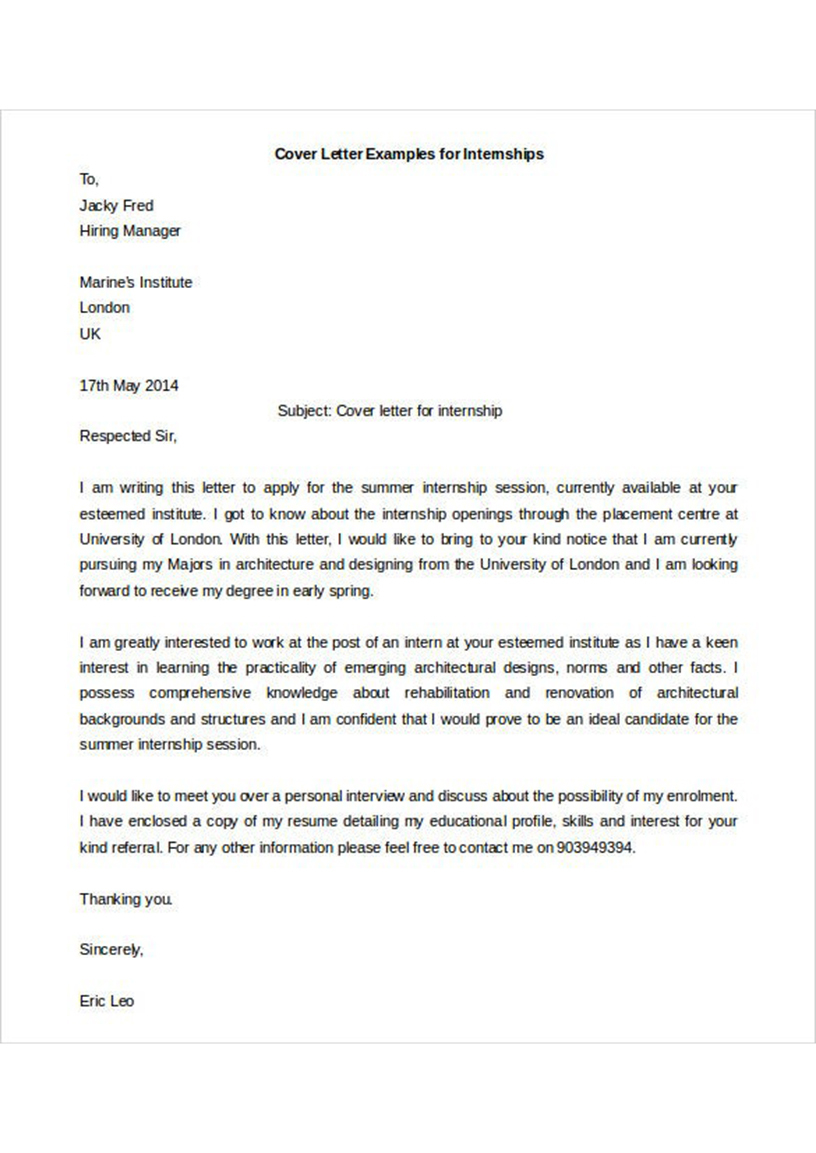 Simple cover letter template London